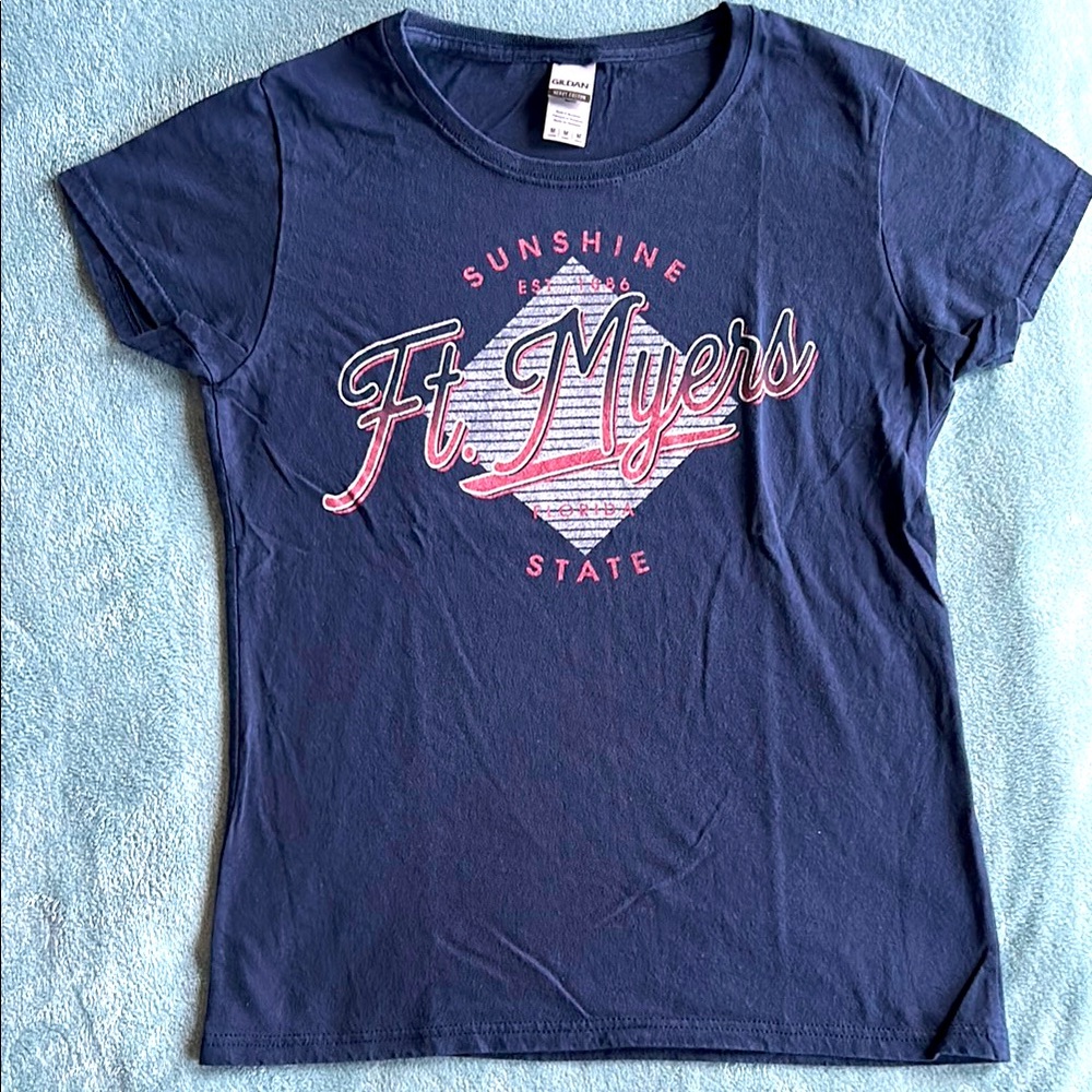 Ft. Myers “Sunshine State” Graphic Tee – Navy, Size Medium